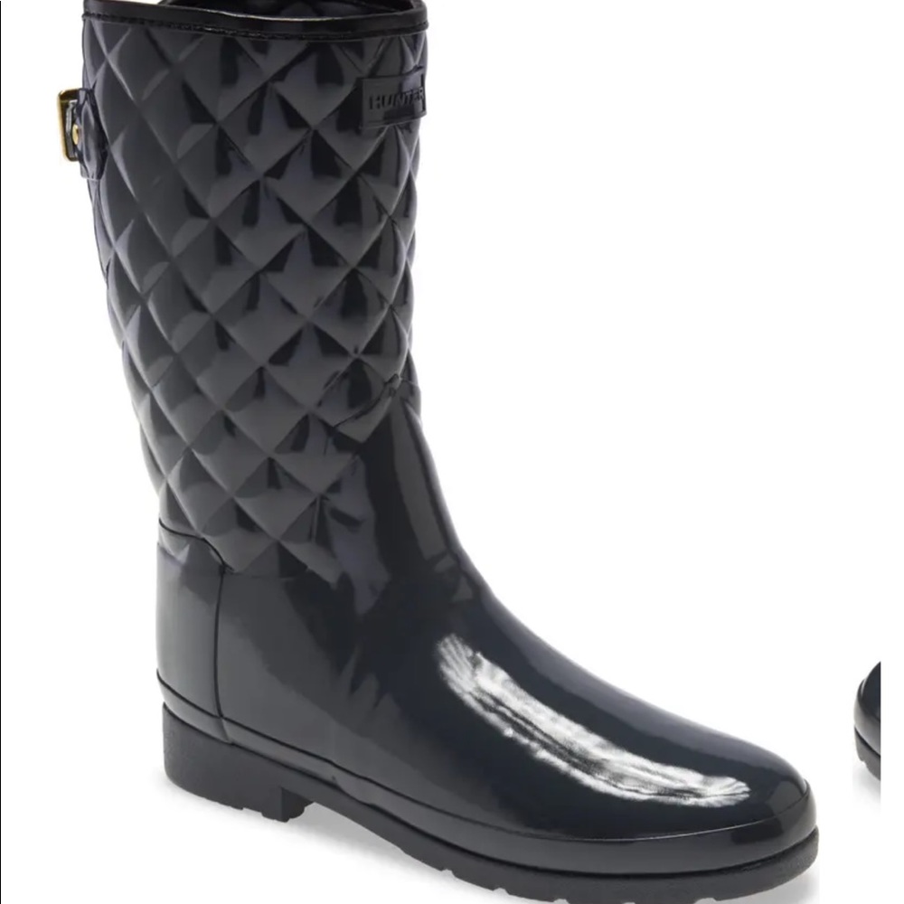 Hunter Refined High Gloss Quilted Short Rain Boot